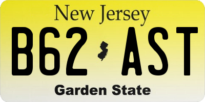 NJ license plate B62AST