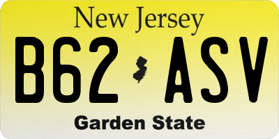 NJ license plate B62ASV