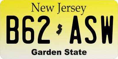 NJ license plate B62ASW