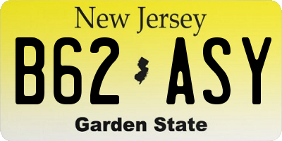 NJ license plate B62ASY
