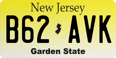 NJ license plate B62AVK
