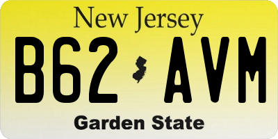 NJ license plate B62AVM