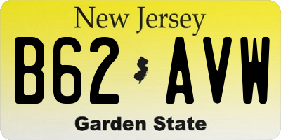 NJ license plate B62AVW