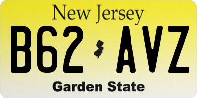 NJ license plate B62AVZ