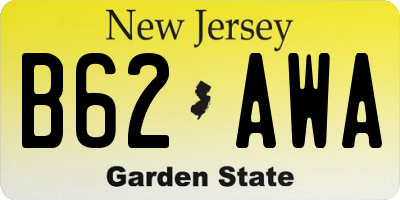 NJ license plate B62AWA