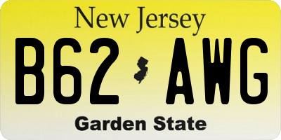 NJ license plate B62AWG