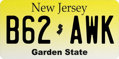 NJ license plate B62AWK