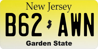 NJ license plate B62AWN