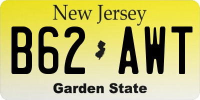 NJ license plate B62AWT