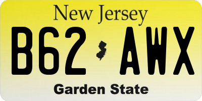 NJ license plate B62AWX