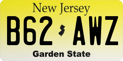 NJ license plate B62AWZ