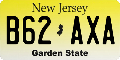 NJ license plate B62AXA