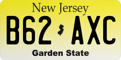 NJ license plate B62AXC