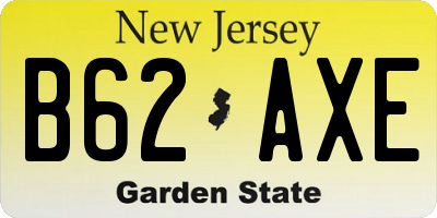 NJ license plate B62AXE