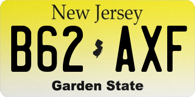 NJ license plate B62AXF