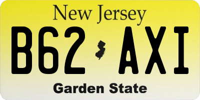 NJ license plate B62AXI