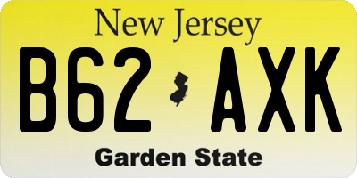 NJ license plate B62AXK