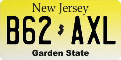 NJ license plate B62AXL