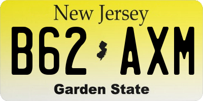 NJ license plate B62AXM
