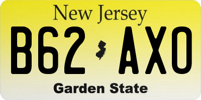 NJ license plate B62AXO