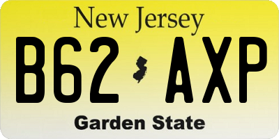 NJ license plate B62AXP