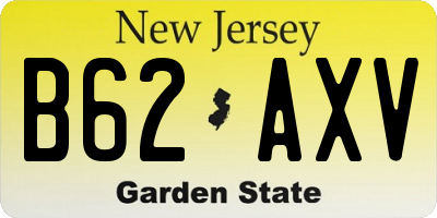 NJ license plate B62AXV