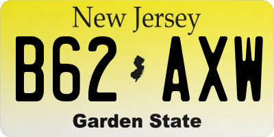 NJ license plate B62AXW