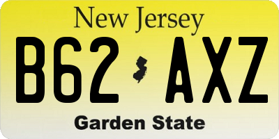 NJ license plate B62AXZ