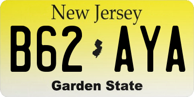NJ license plate B62AYA