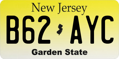 NJ license plate B62AYC