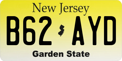 NJ license plate B62AYD