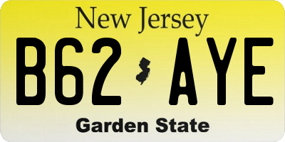 NJ license plate B62AYE