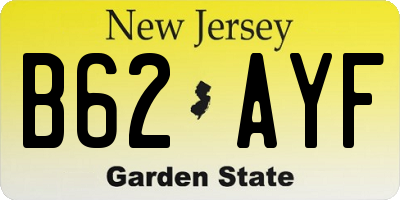 NJ license plate B62AYF