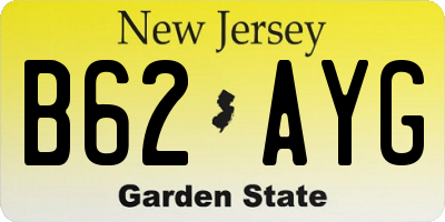 NJ license plate B62AYG