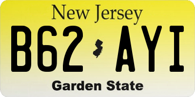 NJ license plate B62AYI