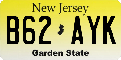 NJ license plate B62AYK