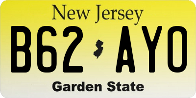 NJ license plate B62AYO