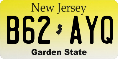 NJ license plate B62AYQ
