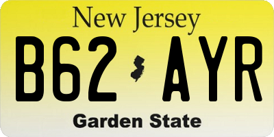 NJ license plate B62AYR