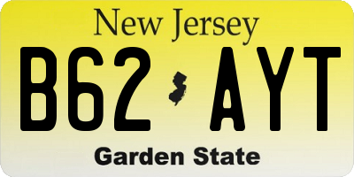 NJ license plate B62AYT