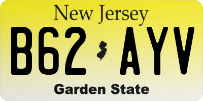 NJ license plate B62AYV