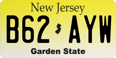 NJ license plate B62AYW