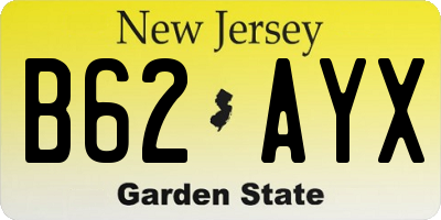 NJ license plate B62AYX