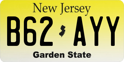 NJ license plate B62AYY