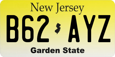 NJ license plate B62AYZ
