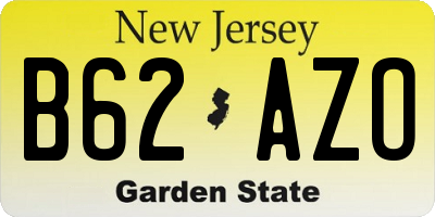 NJ license plate B62AZO