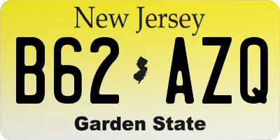 NJ license plate B62AZQ
