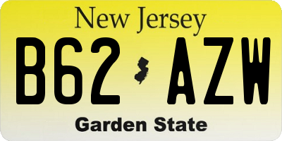 NJ license plate B62AZW
