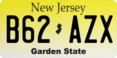 NJ license plate B62AZX