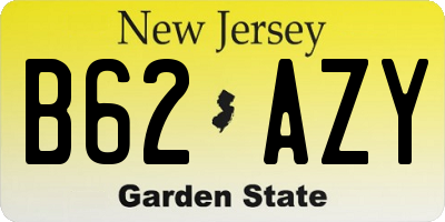 NJ license plate B62AZY